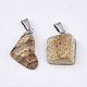 天然石ピクチャージャスパーペンダント  ステンレススチール製のベールスナップ付き  ナゲット  15~35x10~20x5~15mm  穴：3x7.5mm G-Q996-07-2