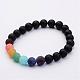 Natural Black Agate(Dyed) & Gemstone Beads Stretch Bracelets BJEW-JB02510-01-1