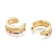 Brass Micro Pave Cubic Zirconia Cuff Earrings EJEW-G279-05G-2