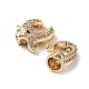 Rack Plating Brass Micro Pave Clear Cubic Zirconia Fold Over Clasps KK-Q797-03G-2