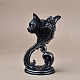 Kristallkugelhalter aus Kunstharz im Gothic-Stil mit Katzenkopf WICR-PW0016-03-3