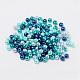 Bleu mix perles carribean de perles de verre nacrées HY-X006-4mm-03-2
