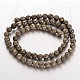 Faceted Round Natural Pyrite Beads Strands G-P061-4mm-20-1