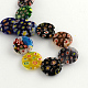 Flat Round Handmade Millefiori Glass Beads Strands X-LK-R004-62-2