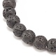 Bracelet extensible en pierre de lave naturelle avec mot en alliage perles de gratitude BJEW-JB08309-04-5
