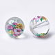 Printed & Spray Painted Transparent Glass Beads GLAA-S047-04A-06-2