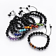 Natural Lava Rock and Non-Magnetic Synthetic Hematite Beads Braided Bead Bracelets BJEW-JB03975-1