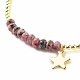 Natural Malaysia Jade(Dyed) Round Beaded Stretch Bracelet with 304 Stainless Steel Star Charms BJEW-JB08059-01-4