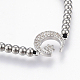 Einstellbar 304 Edelstahl geflochtenen Perlen Armbänder BJEW-I263-02-3