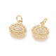 Brass Micro Pave Clear Cubic Zirconia Charms X-ZIRC-L093-20G-1