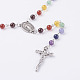 Natural Gemstone Rosary Bead Pendant Necklaces NJEW-JN02057-2