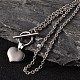 Valentinstag Herz 304 Edelstahl Lariat Halsketten NJEW-JN01484-1