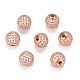 Perles rondes en laiton avec zircone cubique de micro pave ZIRC-M024-05RG-1