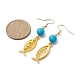6 Pair 6 Style Brass Cross & Alloy Jesus Fish Dangle Earrings EJEW-JE05401-3