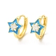 Boucles d'oreilles créoles étoile en émail avec zircons cubiques transparents EJEW-E270-02G-2