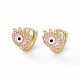 Clear Cubic Zirconia Evil Eye Hoop Earrings with Enamel EJEW-I270-12G-06-1