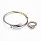 Trendy conjuntos de anillos y brazaletes de torque de 304 acero inoxidable SJEW-H073-12A-1