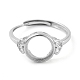 Flacher runder verstellbarer 925 Sterling Silber Ring Komponenten&nbsp;STER-G042-10P-2