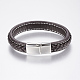 Braided Leather Cord Bracelets BJEW-H561-07F-2