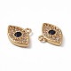 Brass Micro Pave Clear & Marine Blue Cubic Zirconia Charms KK-E068-VF264-3