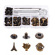 18 ensembles tour Eiffel et arbre et champignon en laiton boutons-pression en cuir kits de fixation SNAP-YW0001-07AB-1