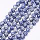 Brins de perles de jaspe de tache bleue naturelle G-F425-26-1