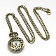 Alloy Flat Round with Number Pendant Necklace Quartz Pocket Watch WACH-N011-28-1