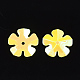 装飾アクセサリー  ポリ塩化ビニールのプラスチック製のスパンコール/スパンコールビーズ  花  ゴールド  13.5~14x13.5~14x0.6mm  穴：1.4mm  約10000個/500g PVC-S033-08G-2