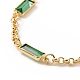 Rectangle Cubic Zirconia Chain Bracelets BJEW-G654-02G-03-2
