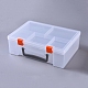 プラスチック多目的ポータブル収納ボックス  ハンドルと取り外し可能なトレイ付き  長方形  透明  25x19x8.2cm OBOX-E022-03-2