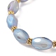 Twist Oval Frosted Glass Beads Stretch Bracelet for Women Girl BJEW-JB07247-6