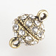 Vintage Round Alloy Grade A Rhinestone Magnetic Clasps for Jewelry Making ALRI-S122-1