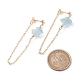 Natural Aquamarine Chip Beads Dangle Stud Earrings for Women EJEW-TA00028-01-4