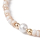 Braccialetti di perline intrecciate con perle rotonde di perle di vetro e conchiglia BJEW-JB09874-2