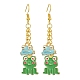 Alloy Enamel Frog Dangle Earrings with Iron Earring Pins for Women EJEW-JE05421-03-1