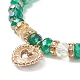 Braccialetto elasticizzato con perline di vetro con ciondolo a cuore in strass in lega per donna BJEW-JB09142-6