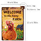 CREATCABIN Welcome to The Funny Farm Sign Chicken Metal Tin Signs Retro Vintage Wall Decor Art Mural Hanging Iron Painting Plaque Poster Farmhouse Garden Bar Club Door Yard Decorations 8 x 12 Inch AJEW-WH0157-511-2