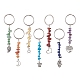 Porte-clés à puce de pierres précieuses chakra avec perles de rocaille en verre KEYC-JKC00473-1