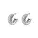 Boucles d'oreilles élégantes en acier inoxydable en forme de C avec grille en diamant pour usage quotidien pour femme UO3673-2-1