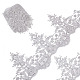 ゴルジクラフト スパークル 刺繍 フラワー ポリエステル レーストリム  プラスチック製のビーズと  衣装装飾用  銀  9-1/8インチ（230mm） OCOR-GF0002-44A-1