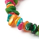 Bracelets extensibles en perles de coquillage teintées naturelles pour enfants BJEW-JB06395-01-4