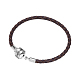 TINYSAND 925 Sterling Silver Braided Leather Bracelet Making TS-B-129-19-2