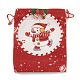 クリスマステーマの長方形の布バッグ、ジュートコード付き  巾着ポーチ  ギフト包装用  雪だるま  19x16x0.6cm ABAG-P008-01B-2