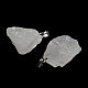 生のラフ天然水晶ペンダント  ロッククリスタルペンダント  ステンレススチールトーンのナゲットチャーム ステンレススチールスナップオンベイル 201 個  26~28.5x24~27x19~21mm  穴：8x3mm G-M405-02P-08-4