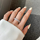 Anillo de dedo de plata de ley chapado en rodio con circonita cúbica transparente para mujer RJEW-F150-02B-P-2