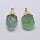 Natural Fluorite Nuggets Plated Pendants G-P077-44A-1