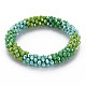 Bracelet extensible tressé en perles de verre au crochet BJEW-T016-08I-1