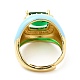 Verstellbare Ringe mit Gestellbeschichtung aus Messing mit Mikropavé in Grün und Zirkoniakristallen RJEW-E064-19G-4