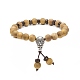Bracelet extensible en bois naturel et perles de noix de coco avec gourde BJEW-JB08538-4