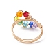 Красочное стеклянное кольцо на палец в виде капли в виде слезинки RJEW-JR00653-4